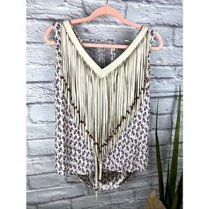 Moda International Fringe Top, 100% Silk, S